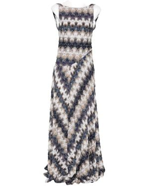 Missoni Zigzag-Pattern Open-Back Maxi Dress - White