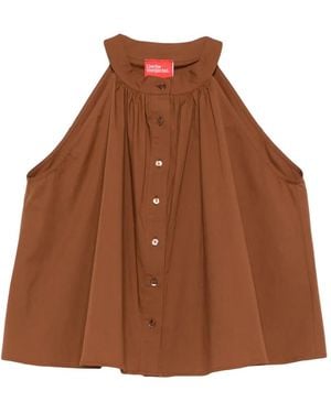 ..,merci Button Halterneck Top - Brown