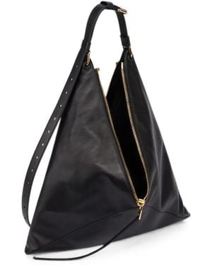 Moschino Triangle-Shape Leather Shoulder Bag - Black