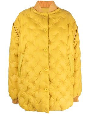 Sherpa Embossed-Detail Padded Jacket - Yellow