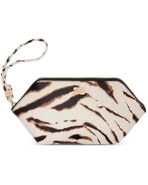 Ganni Bou Zebra-Print Clutch Bag - Metallic