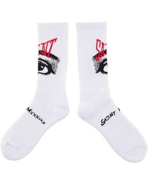 SAINT Mxxxxxx Eye-Motif Ribbed Socks - White