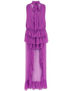 ACTUALEE Ruffled Asymmetric Maxi Dress - Purple
