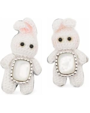 YVMIN Bunny-Motif Sterling Earrings - White
