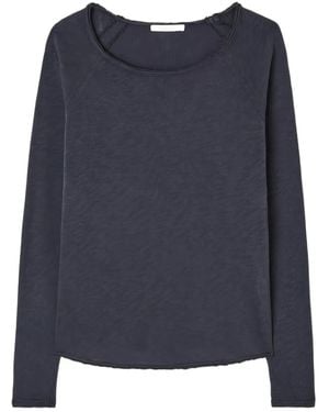 American Vintage Raglan-sleeve Raw-edge T-shirt - ブルー