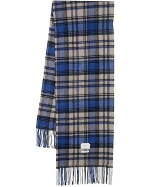 Adererror Check-Pattern Wool Scarf - Blue