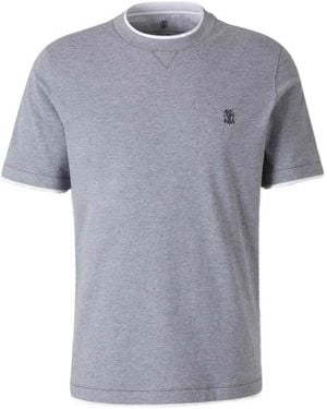 Brunello Cucinelli リブネック Tシャツ - グレー