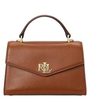 Ralph Lauren Small Farrah Leather Tote Bag - Brown