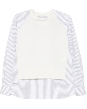 Sacai Striped-Panel Jumper - White