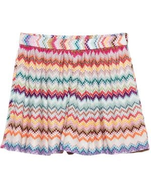 Missoni Zigzag Knitted Shorts - Red