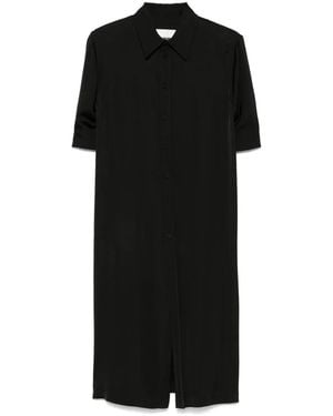 Jil Sander Satin Midi Shirt Dress - Black