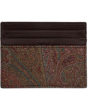 Etro Paisley-Patterned Card Holder - Marron
