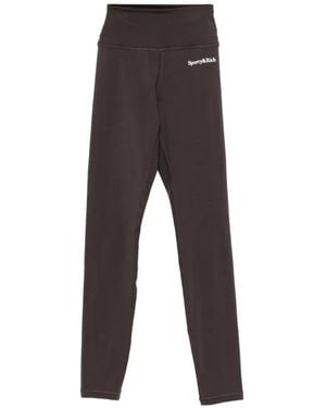 Sporty & Rich Logo-Print High-Waisted Leggings - Grey