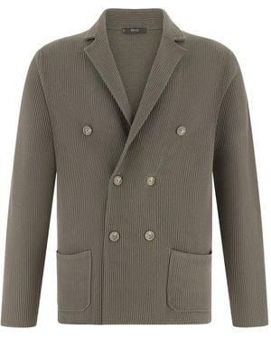 BOGGI Knitted Cotton Double-Breasted Jacket - Green