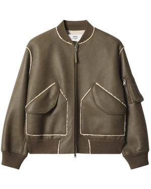 Maison Kitsuné Shearling-Trim Bomber Jacket - Brown