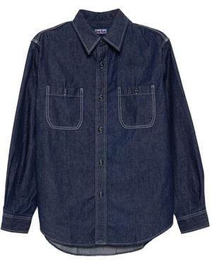 Blue Blue Japan Contrast-Stitch Patch-Pocket Shirt - Blue