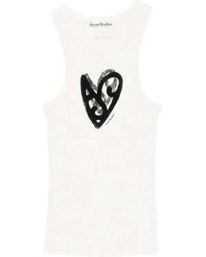 Acne Studios Heart-Print Tank Top - White