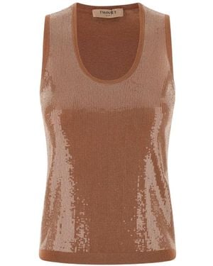Twinset Sequin-Embellished Top - Brown