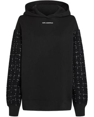 Karl Lagerfeld Hoodie Mit Tweed-Ärmeln - Schwarz