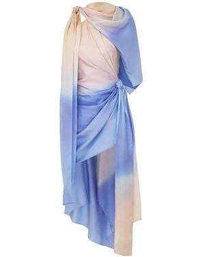 Zimmermann Draped Dégradé Asymmetric Dress - Blue