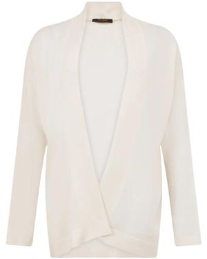 Moorer Fine-Knit Open-Front Sweater - White