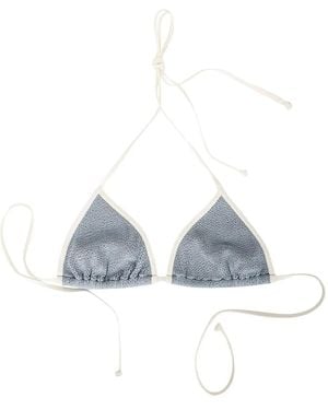 Mc2 Saint Barth Crinkle-Textured Triangle Bikini Top - Blue