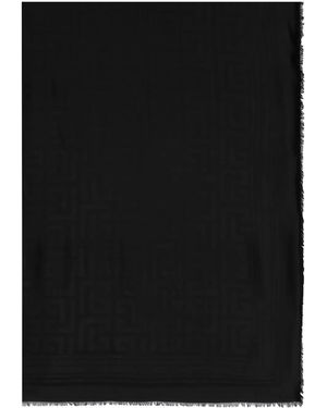 Balmain Monogram Modal-Silk Blend Scarf - Black