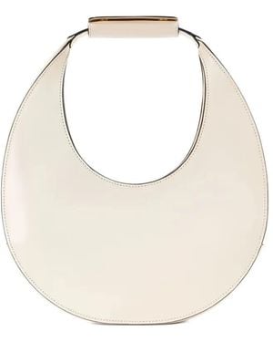 STAUD Mini Moon Leather Tote Bag - White