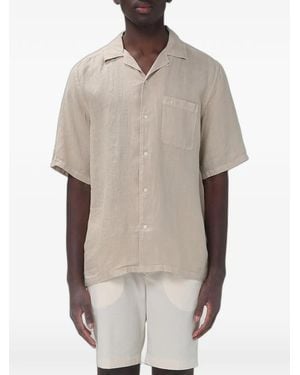 Brooksfield Short-Sleeve Linen Shirt - Natural