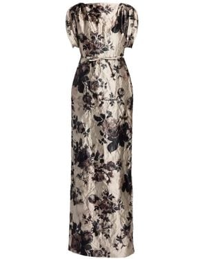 Erdem Floral-Print Textured-Satin Gown - White