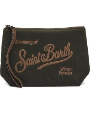 MC2 Saint Barth Logo-Embroidered Clutch Bag - Black