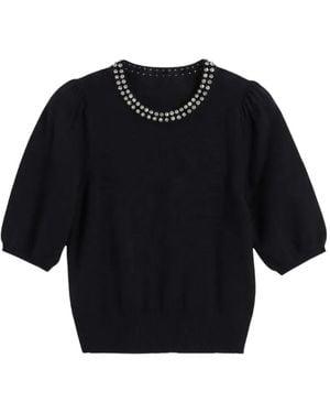 Chinti & Parker Crystal-Embellished Top - Black