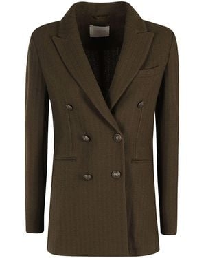 Circolo 1901 Double-Breasted Herringbone Blazer - Green