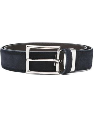 Canali Buckle Leather Belt - White