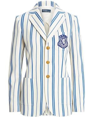 Polo Ralph Lauren Striped Wool-Cotton Blazer - Blue