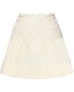 For Love & Lemons Lace-Panelled Miniskirt - Natural
