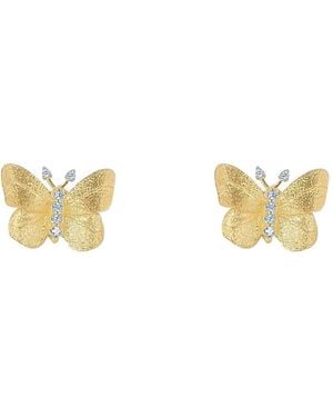 Tanya Farah 18K Small Butterfly Diamond Earrings - Metallic