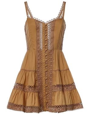Charo Ruiz Lenora Guipure-Lace Tiered Mini Dress - Brown