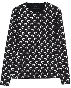 Marine Serre Oberteil mit Mond-Print - Schwarz