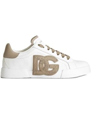 Dolce & Gabbana Portofino Logo-Embellished Low-Top Trainers - White