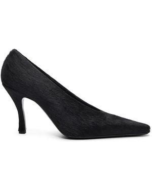 Loulou de Saison Pippa Pony-Effect Leather Court Shoes - Black