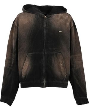 we11done Corduroy Zip-Up Hooded Jacket - Black