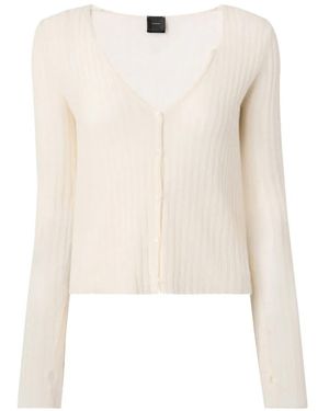 Pinko Cardigan Côtelé À Col V - Blanc