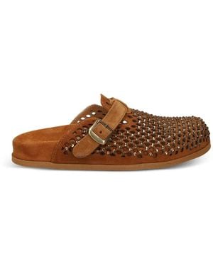 METISSE Crystal-Embellished Mules - Brown