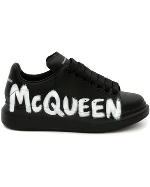 McQueen Graffiti-print Oversized Sneakers - Black