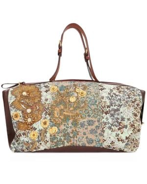 Dries Van Noten Embroidered East-West Bag - Natural
