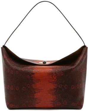 Christopher Esber Medium Turnlock Lizard Leather Shoulder Bag - Brown