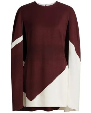 Alberta Ferretti Colour-Block Cape-Style Mini Dress - Purple