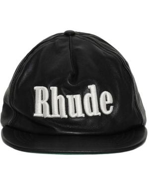 Rhude Logo-Embroidered Leather Baseball Cap - Black