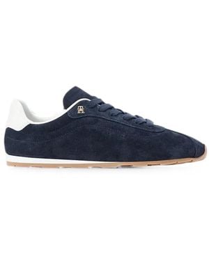 Tommy Hilfiger Suede Logo-Motif Trainers - Blue